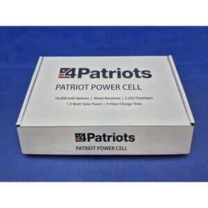 4Patriots Patriot Power Cell Portable Solar Power Bank 10,000 mAh Battery NEW